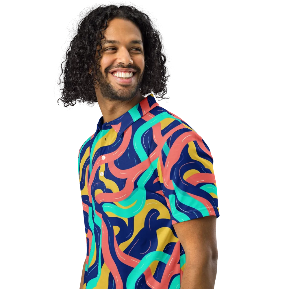 Chromatic Knot on Men's Slim Fit Polo Shirt — Left Front