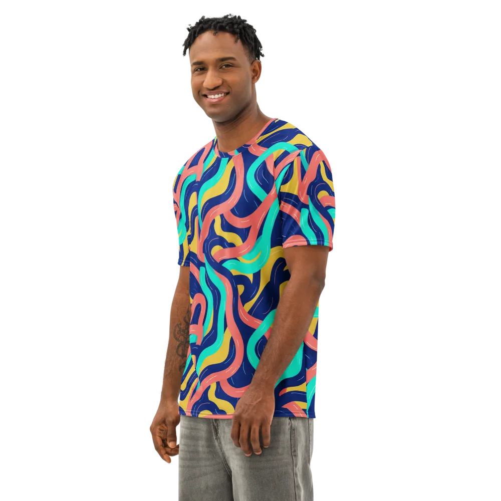 Chromatic Knot on Men's Cotton Crew Neck T-Shirt — Left Front