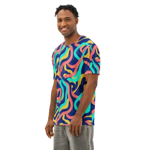 Chromatic Knot on a Men's Cotton Crew Neck T-Shirt