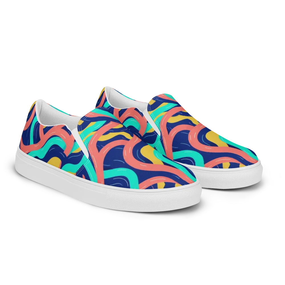 Chromatic Knot on Men's Slip-On Canvas Shoes — Right Front