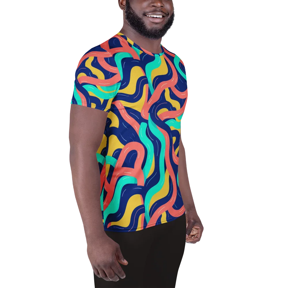 Chromatic Knot on Men's Athletic T-Shirt — Right