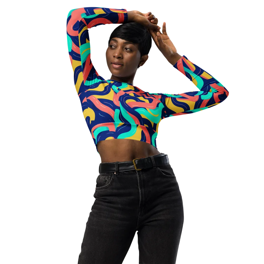 Chromatic Knot on Long Sleeve Crop Top — Front