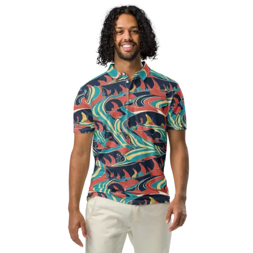 Marina Mirage on a Men's Slim Fit Polo Shirt