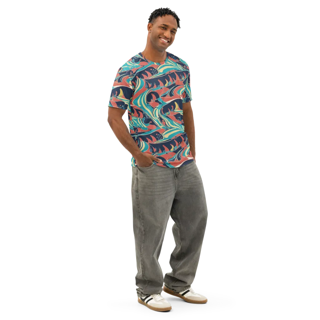 Marina Mirage on Men's Cotton Crew Neck T-Shirt — Right Front