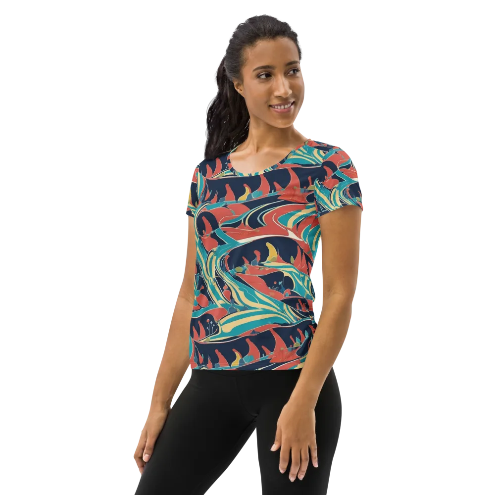 Marina Mirage on Women's Athletic T-Shirt — Left