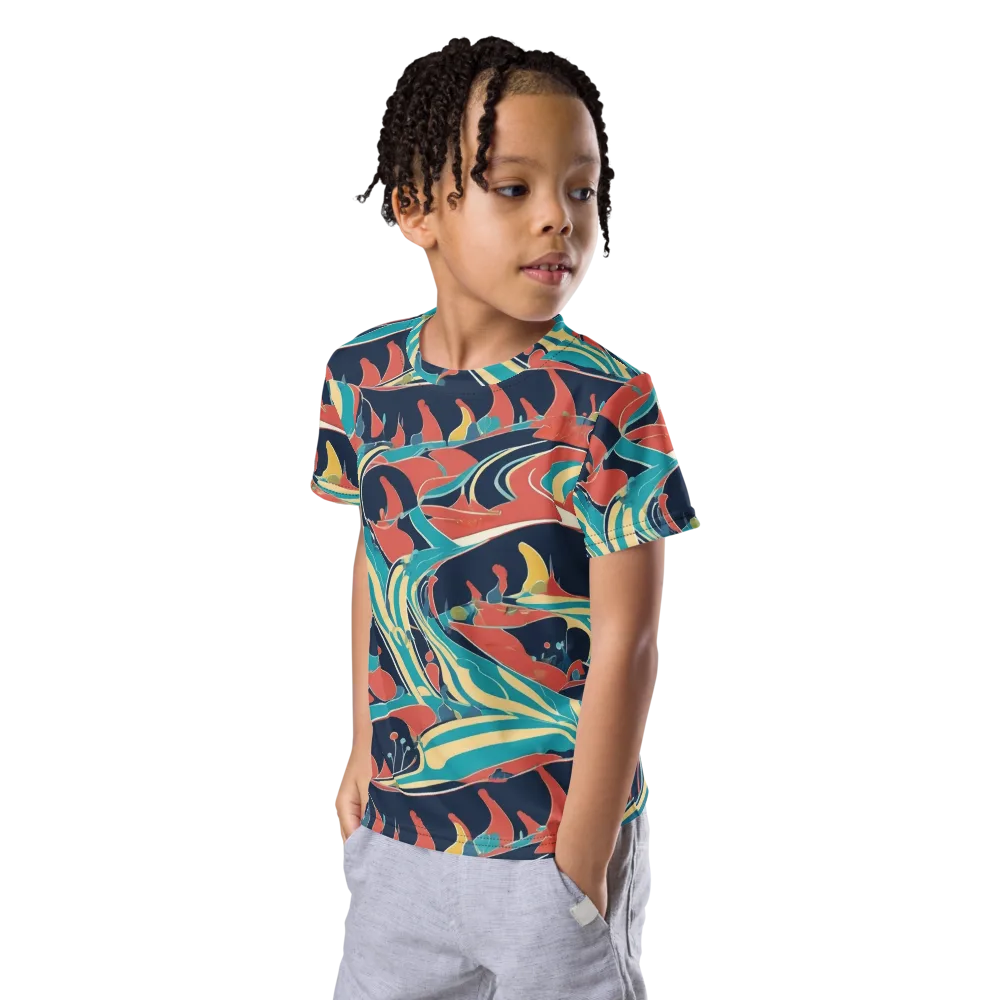 Marina Mirage on Kids Crew Neck T-Shirt — Left Front