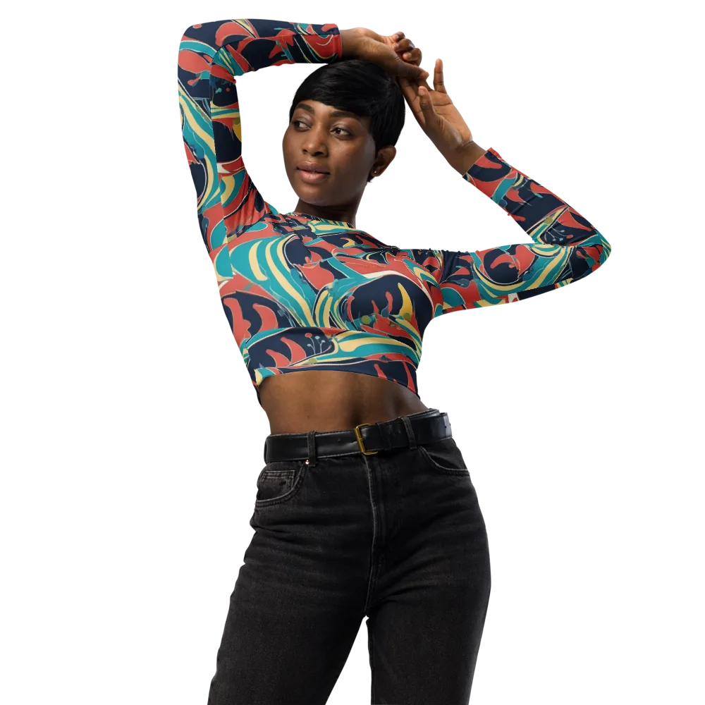 Marina Mirage on Long Sleeve Crop Top — Front