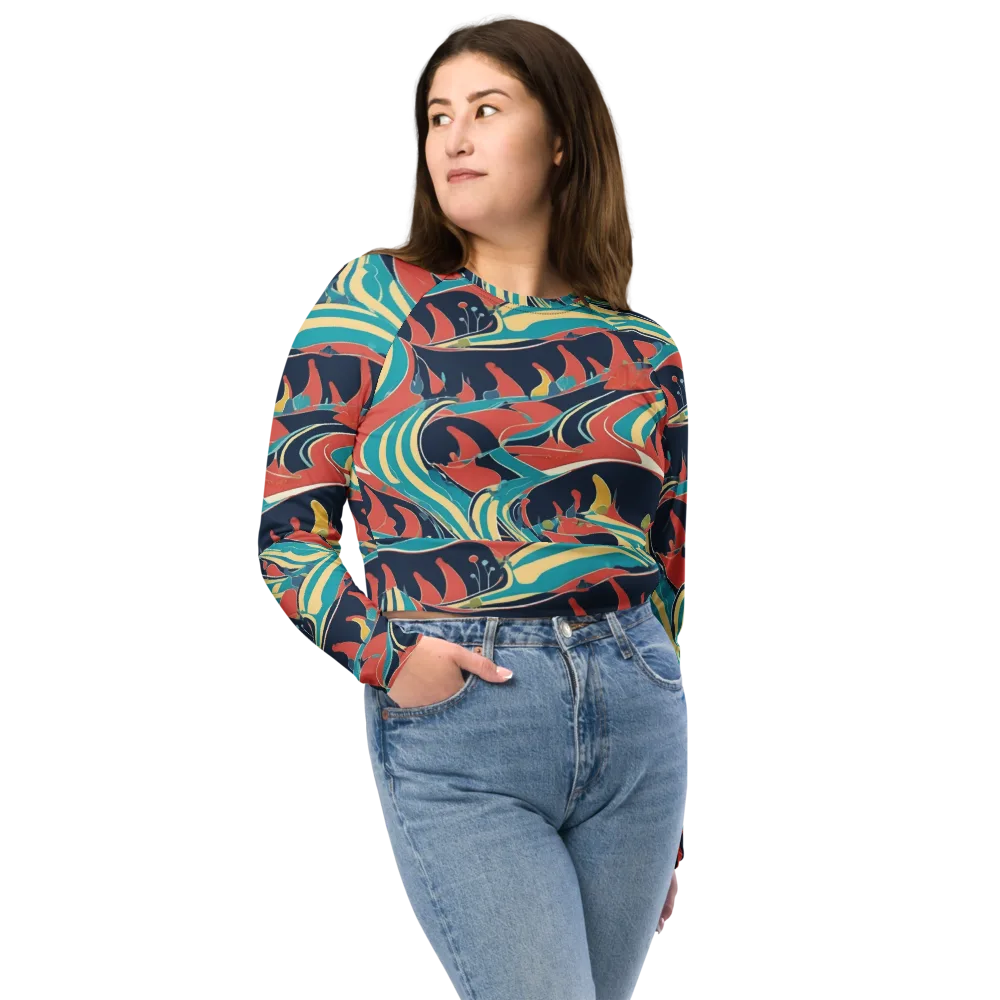 Marina Mirage on Long Sleeve Crop Top — Front