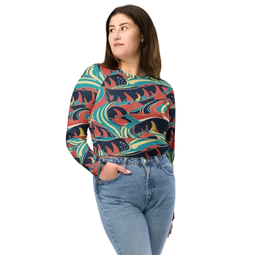 Marina Mirage on a Long Sleeve Crop Top