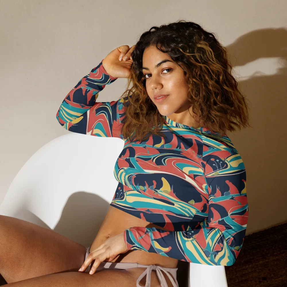 Marina Mirage on Long Sleeve Crop Top — Left Front