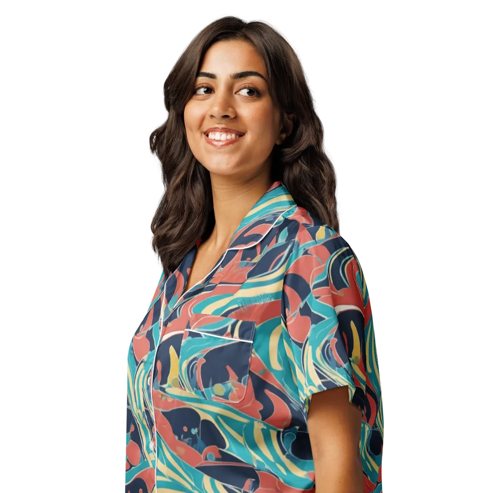 Marina Mirage on Women's Short Sleeve Pajama Top — Left Front