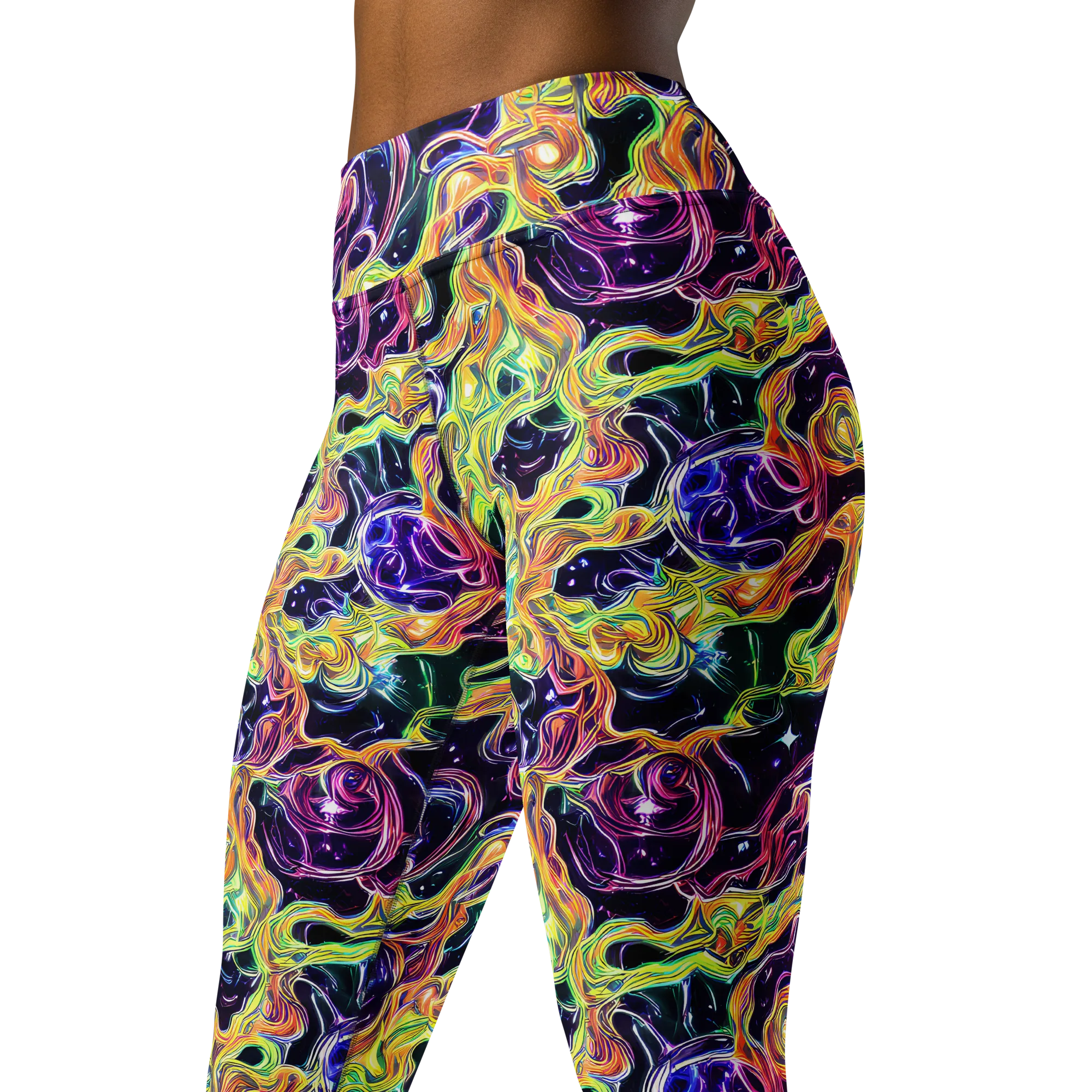 Midnight Chromaflow on Yoga Leggings — Left Front