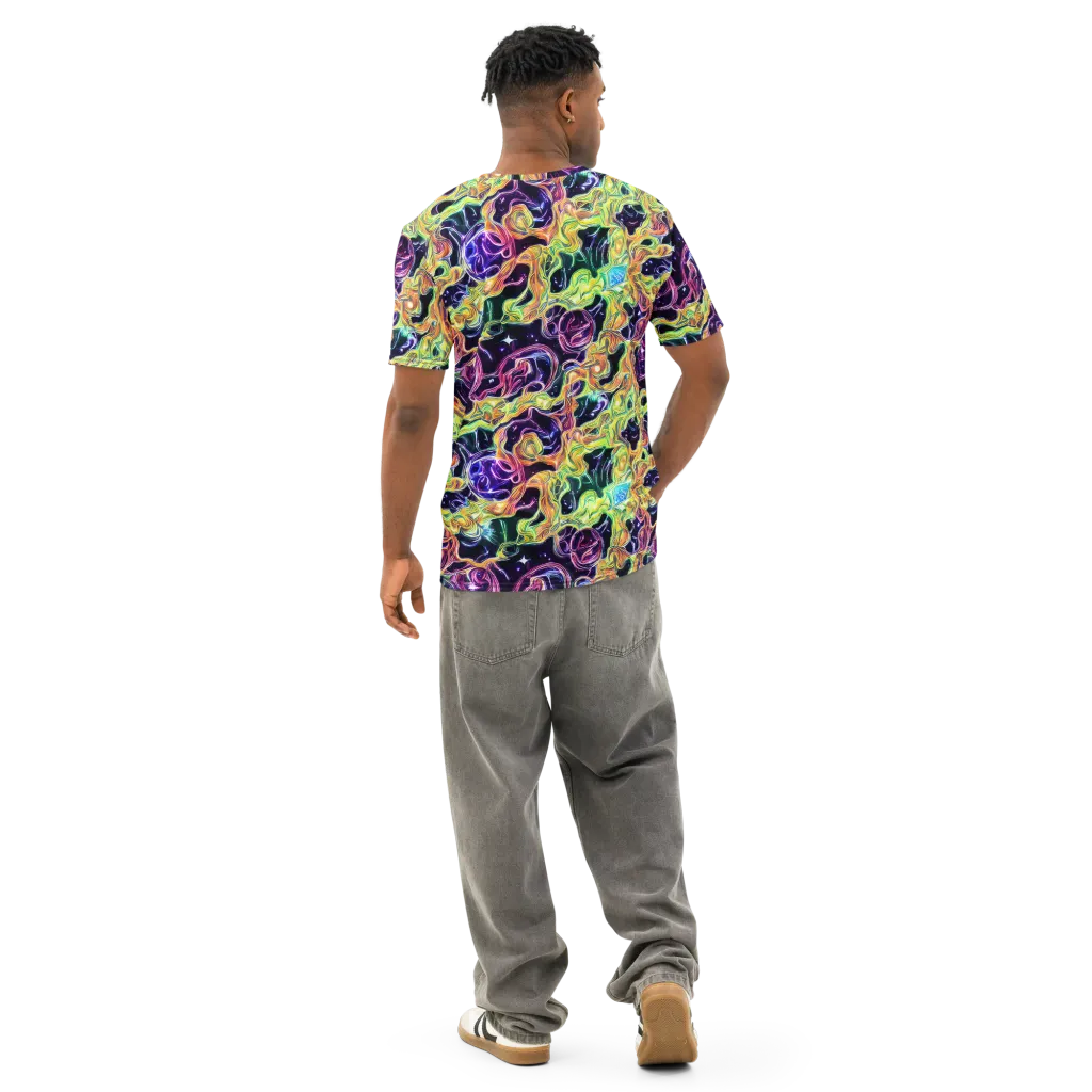 Midnight Chromaflow on Men's Cotton Crew Neck T-Shirt — Back