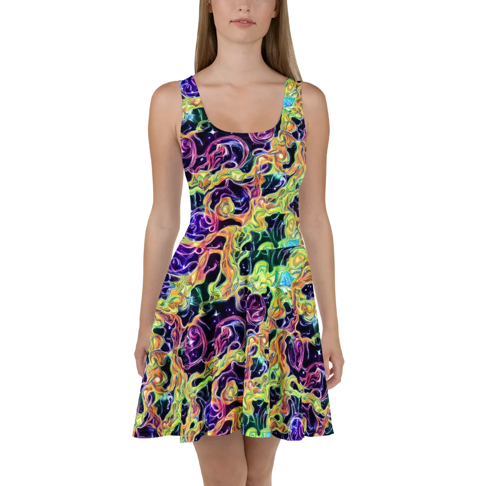 Midnight Chromaflow on Skater Dress — Front