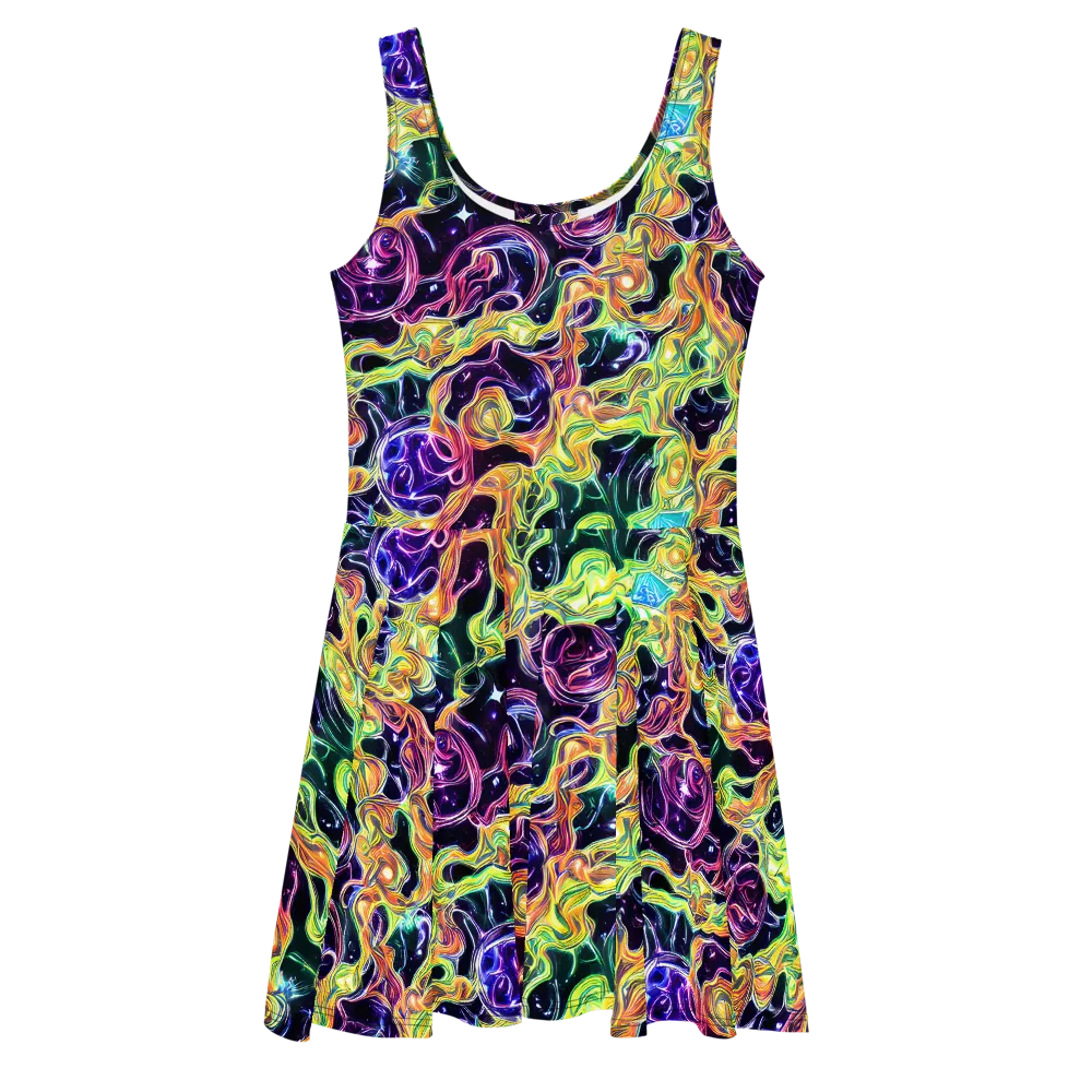 Midnight Chromaflow on Skater Dress — Front