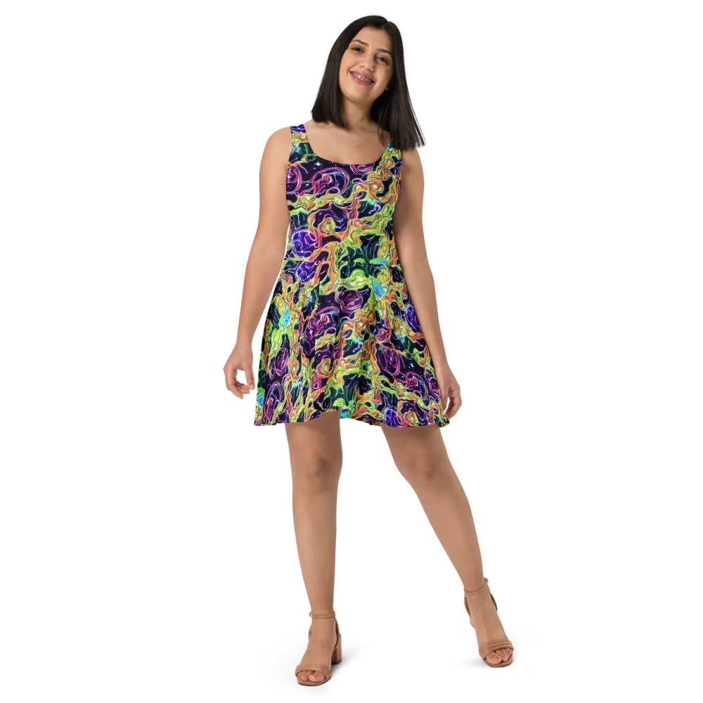 Midnight Chromaflow on Skater Dress — Front