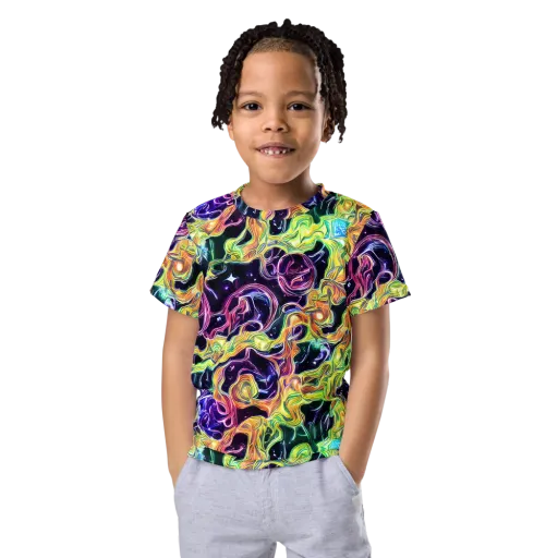 Midnight Chromaflow on a Kids Crew Neck T-Shirt