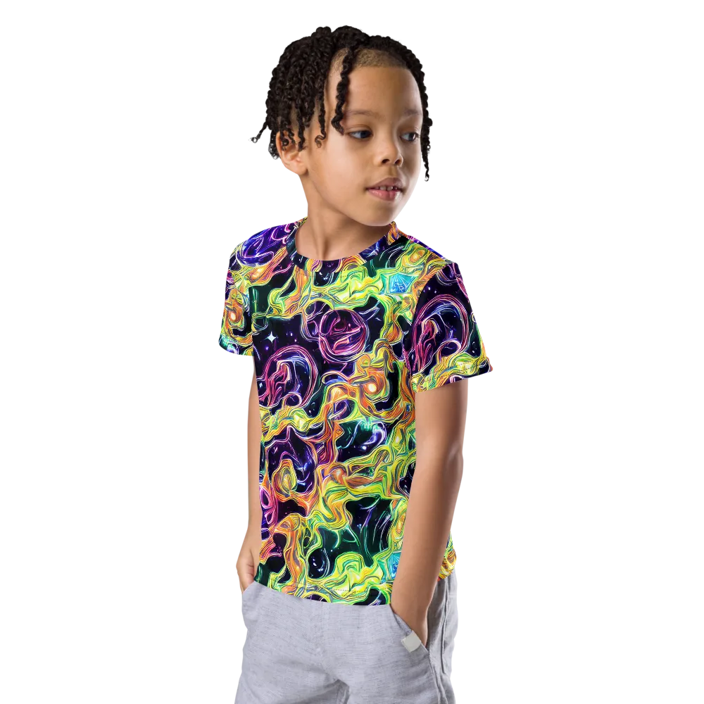 Midnight Chromaflow on Kids Crew Neck T-Shirt — Left Front