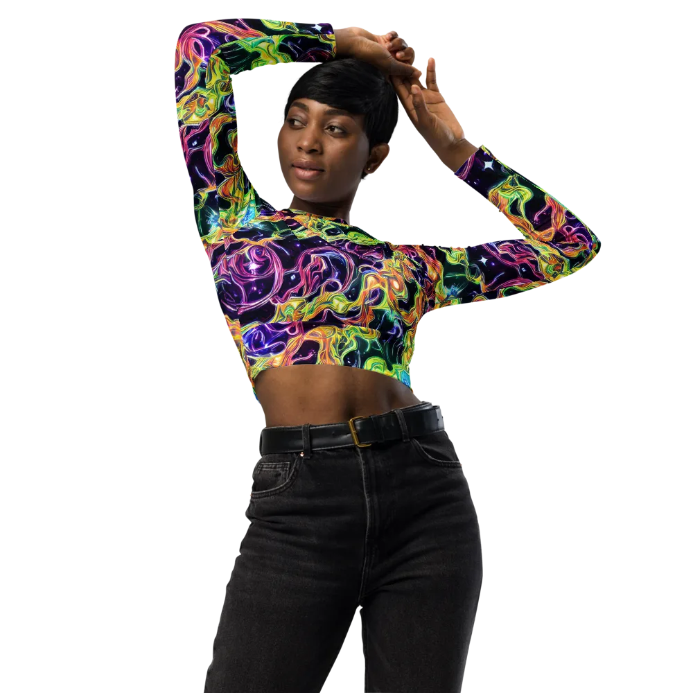 Midnight Chromaflow on Long Sleeve Crop Top — Front
