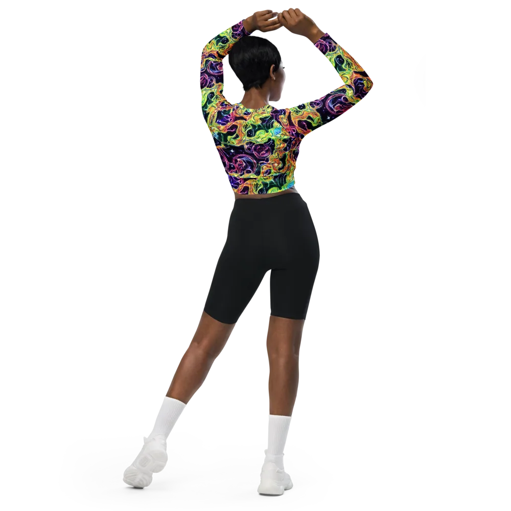 Midnight Chromaflow on Long Sleeve Crop Top — Back