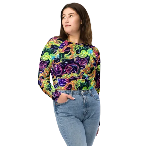 Midnight Chromaflow on a Long Sleeve Crop Top