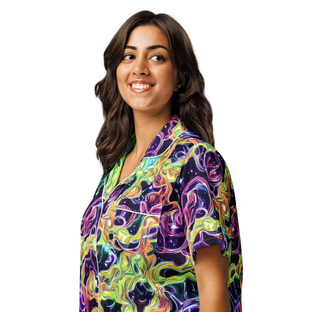 Midnight Chromaflow on Women's Short Sleeve Pajama Top — Left Front