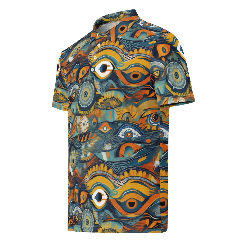 Many-eyed Current on Men's Slim Fit Polo Shirt — Left Front