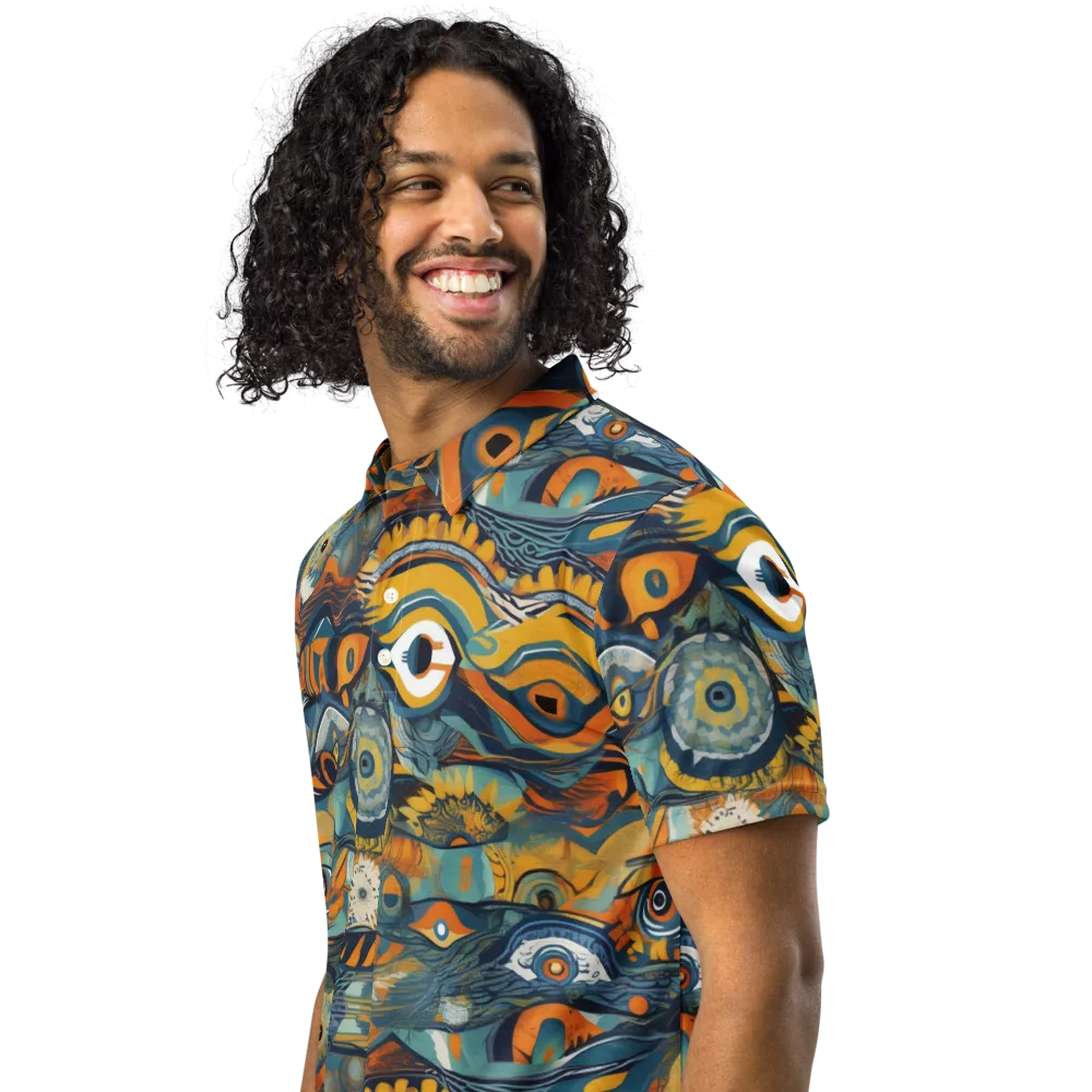 Many-eyed Current on Men's Slim Fit Polo Shirt — Left Front
