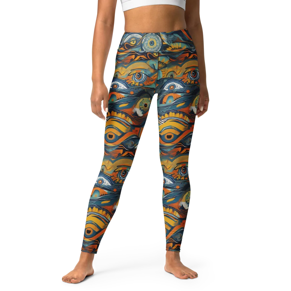 Many-eyed Current on Yoga Leggings — Front