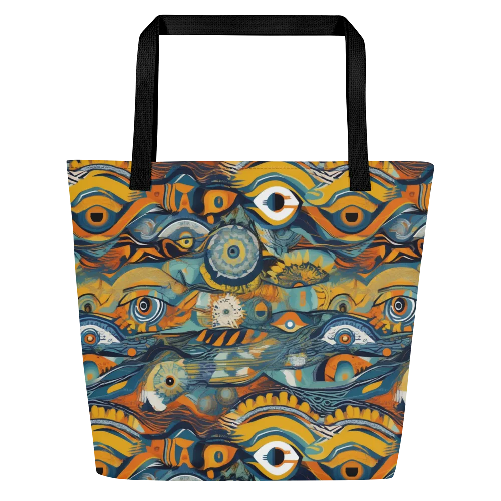 Many-eyed Current on Large Tote Bag W/ Pocket — Front