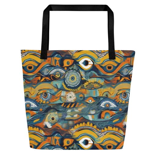 Many-eyed Current on a Large Tote Bag W/ Pocket