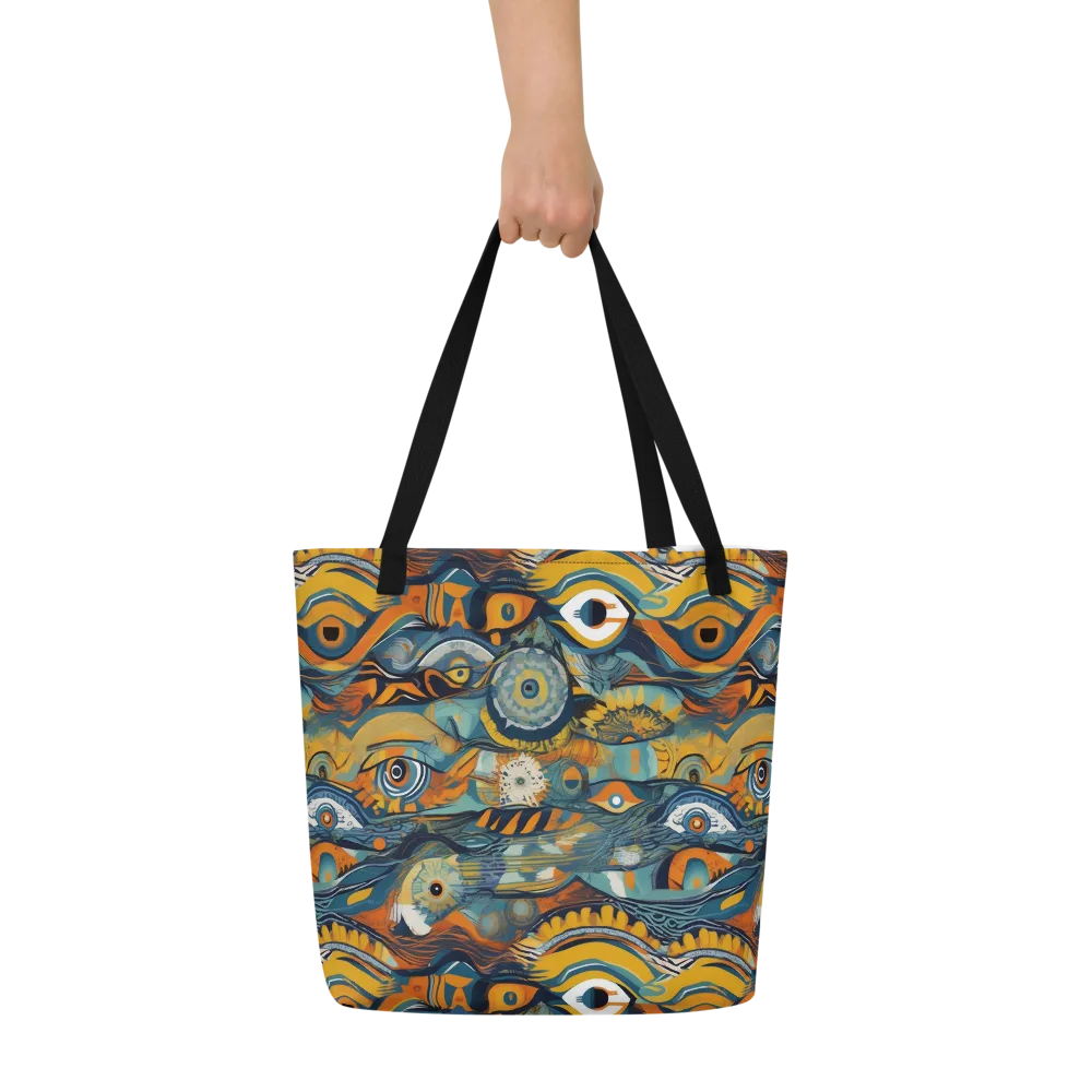 Many-eyed Current on Large Tote Bag W/ Pocket — Front