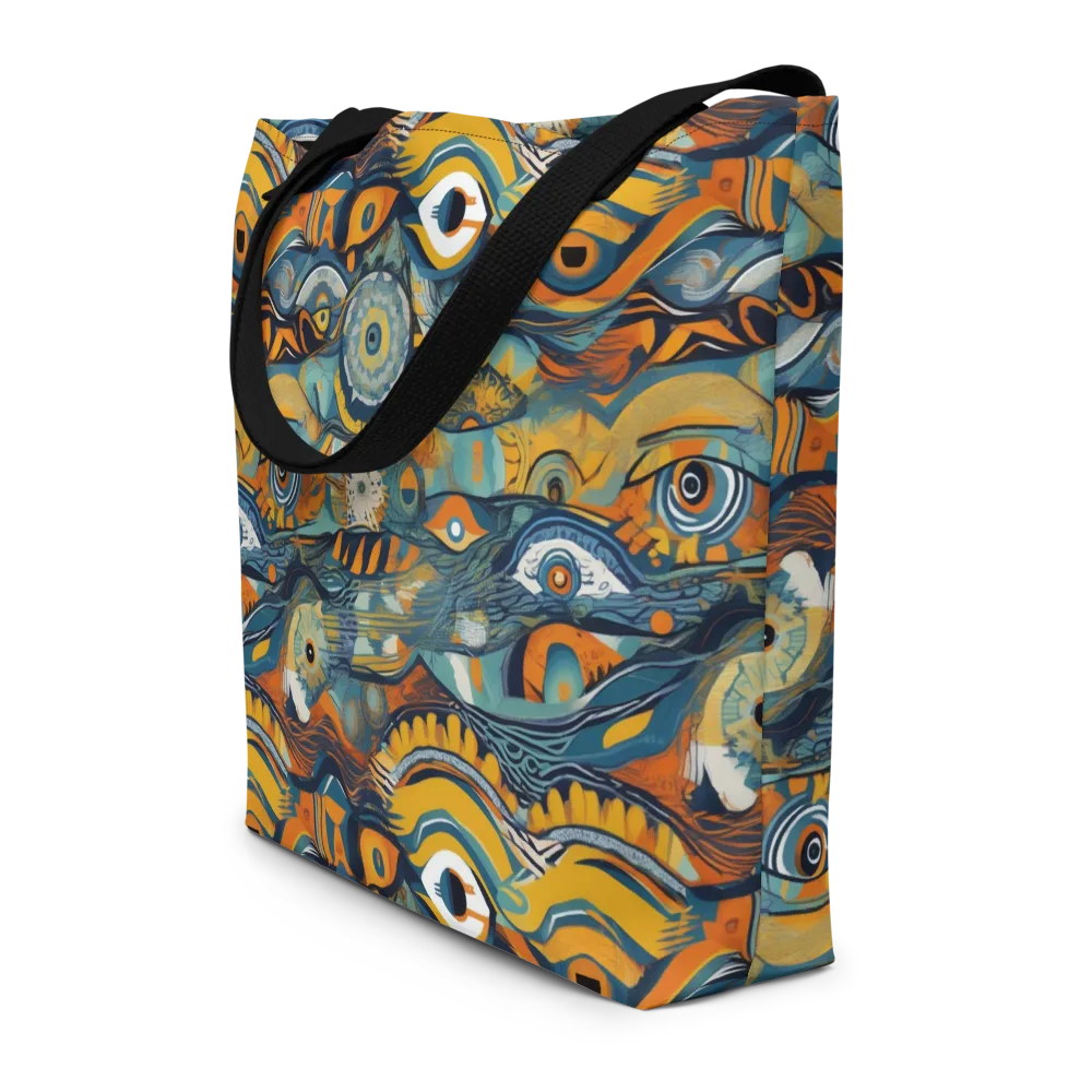 Many-eyed Current on Large Tote Bag W/ Pocket — Front