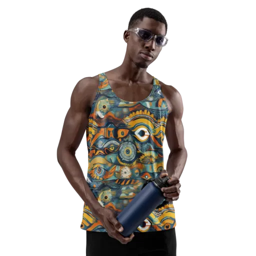 Many-eyed Current on a Men's Tank Top