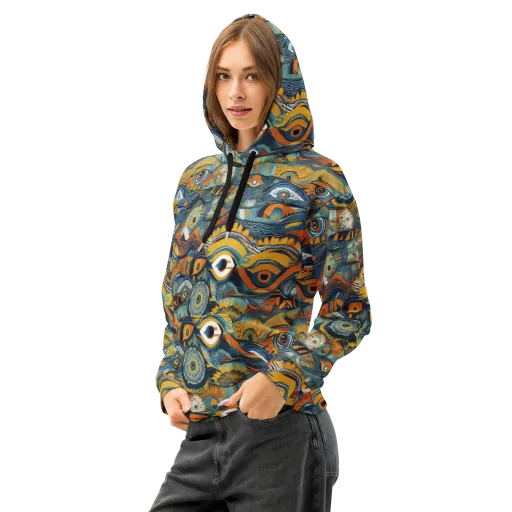 Many-eyed Current on a Cotton Hoodie