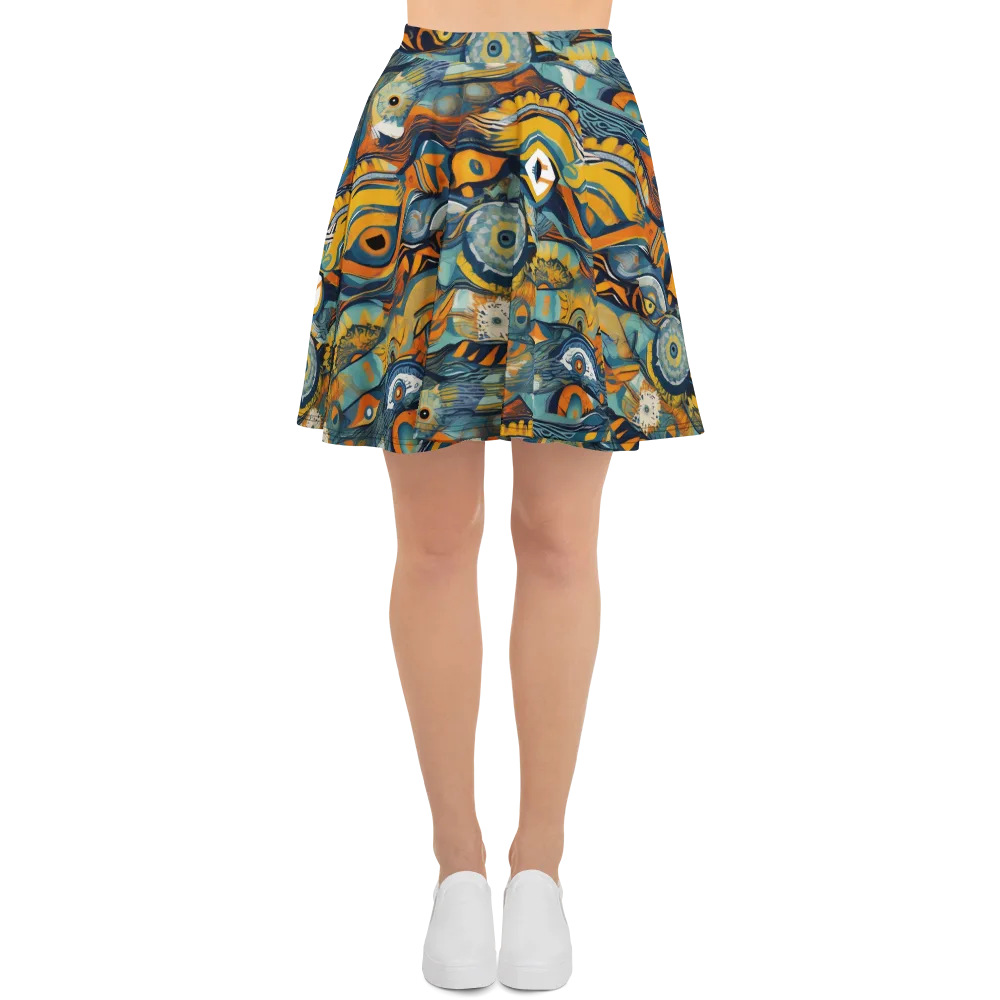 Many-eyed Current on Skater Skirt — Front