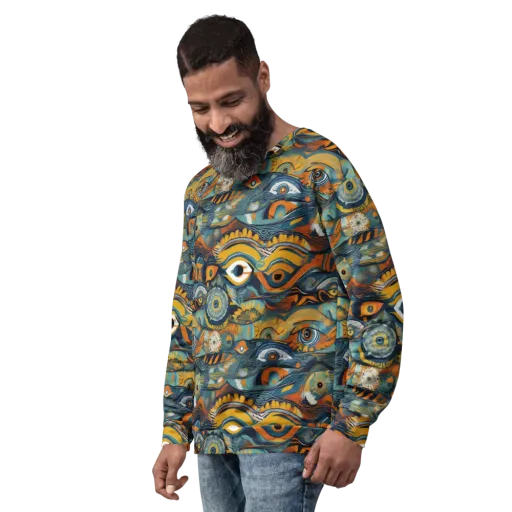Many-eyed Current on a Sweatshirt