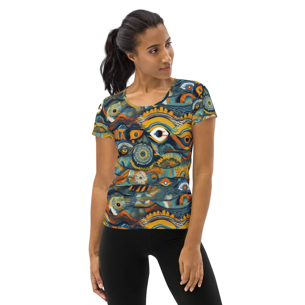 Many-eyed Current on Women's Athletic T-Shirt — Front