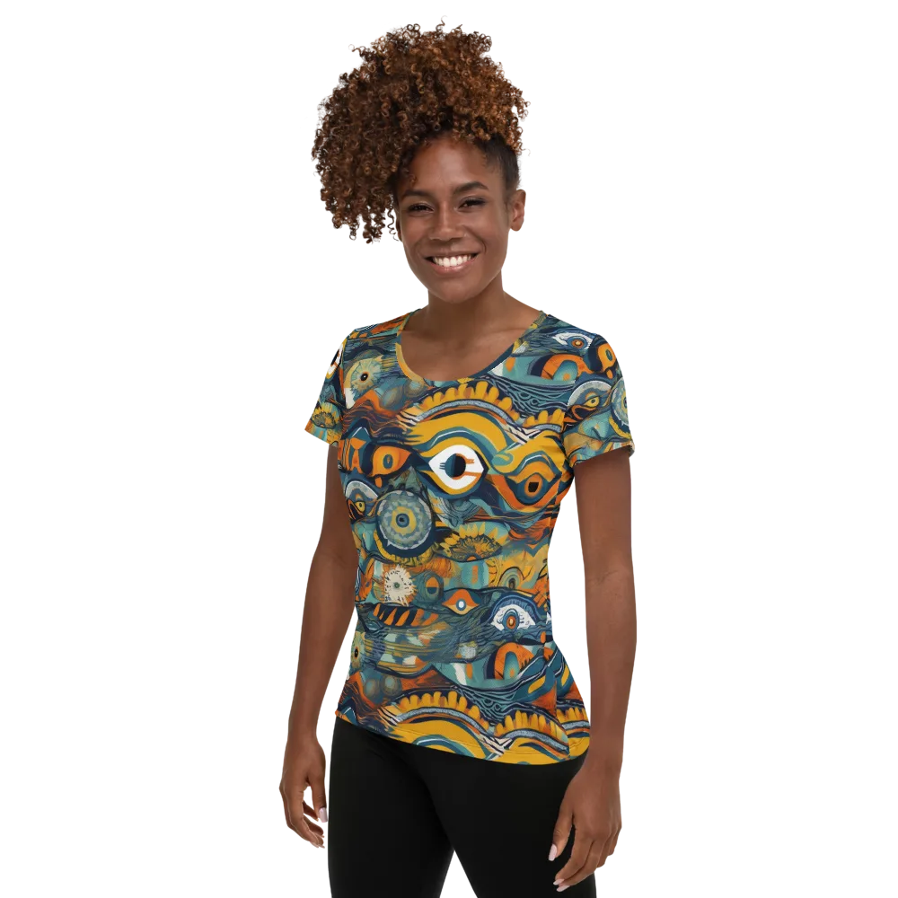 Many-eyed Current on Women's Athletic T-Shirt — Left