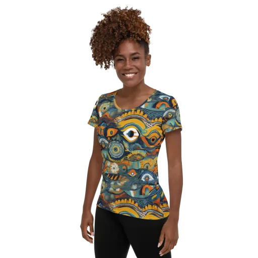 Many-eyed Current on a Women's Athletic T-Shirt