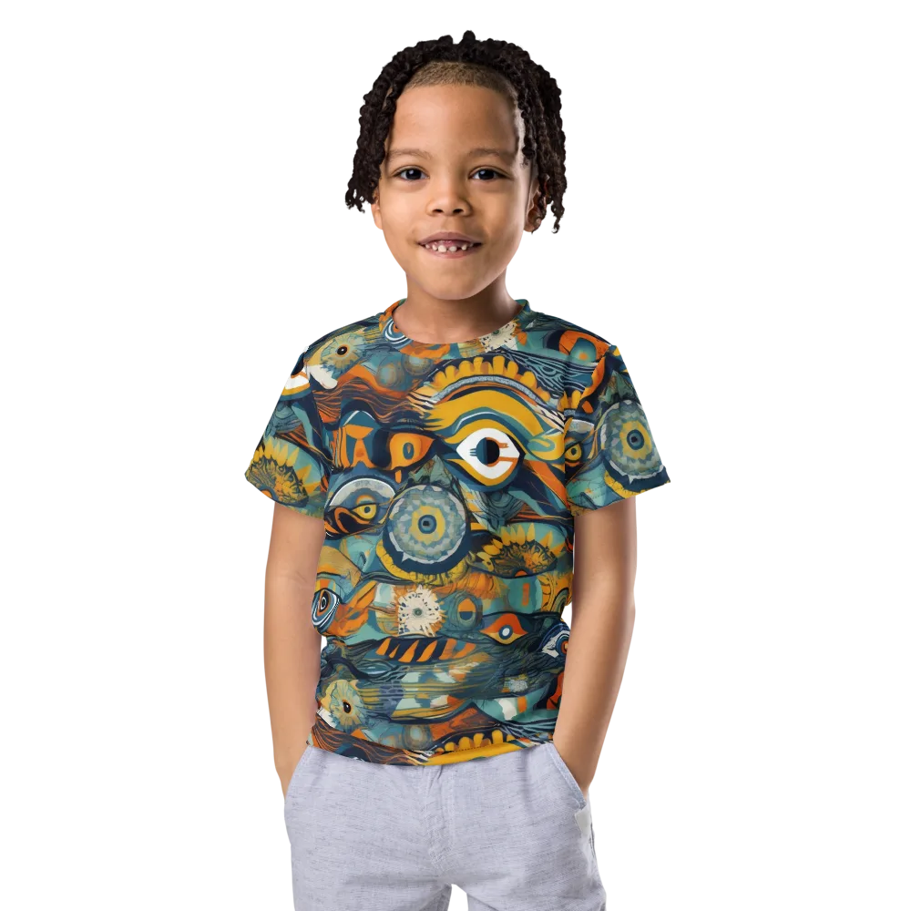 Many-eyed Current on Kids Crew Neck T-Shirt — Front