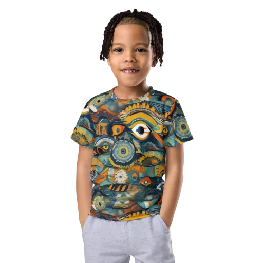 Many-eyed Current on a Kids Crew Neck T-Shirt