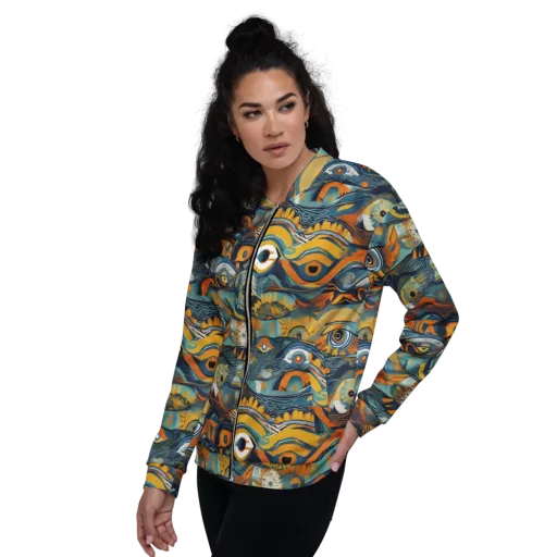 Many-eyed Current on a Bomber Jacket