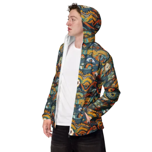Many-eyed Current on a Men's Windbreaker