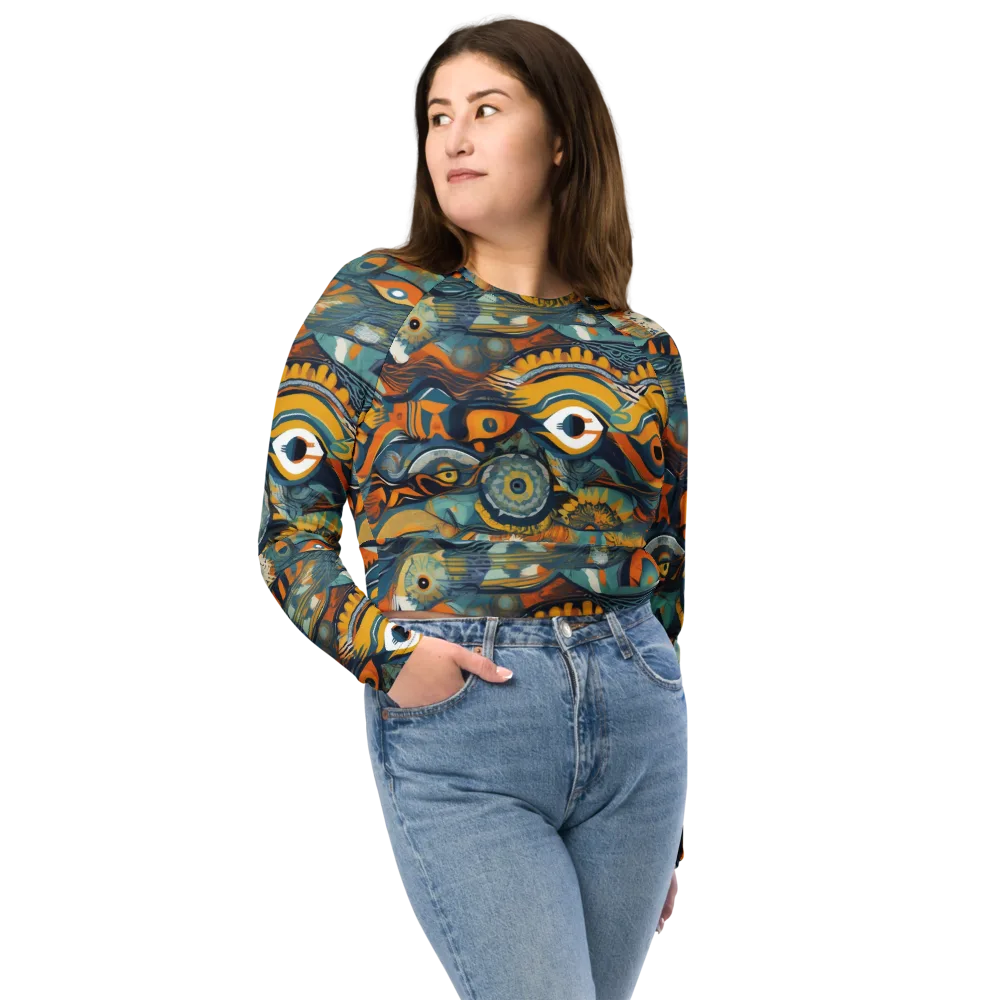Many-eyed Current on Long Sleeve Crop Top — Front