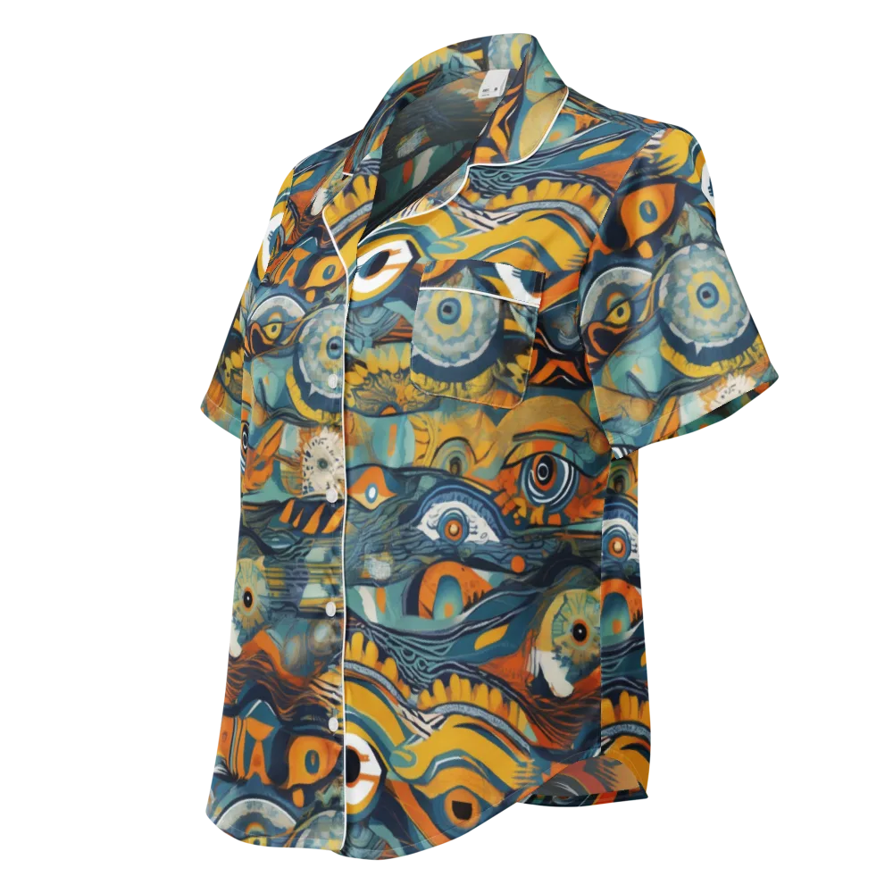 Many-eyed Current on Women's Short Sleeve Pajama Top — Left Front