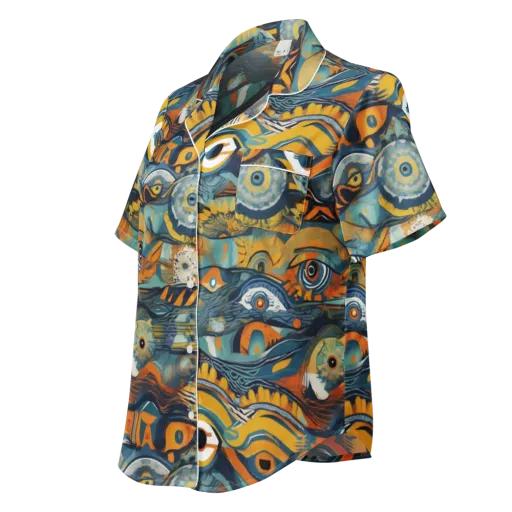 Many-eyed Current on a Women's Short Sleeve Pajama Top