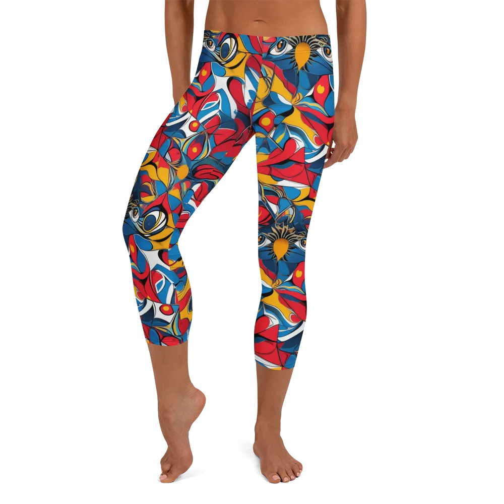 Carnival Petal on Capri Leggings — Front