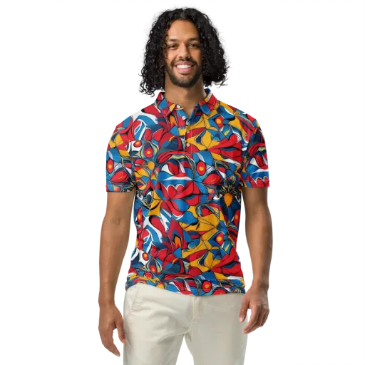 Carnival Petal on a Men's Slim Fit Polo Shirt