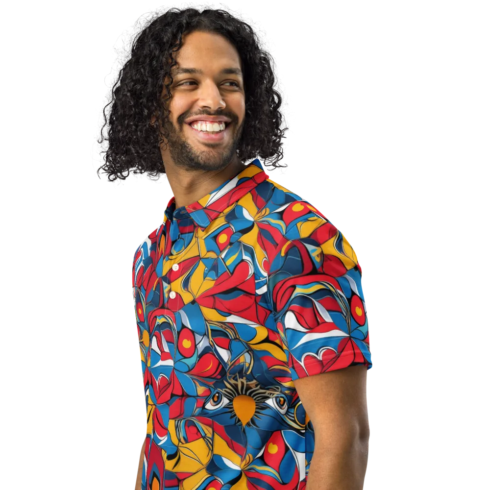 Carnival Petal on Men's Slim Fit Polo Shirt — Left Front